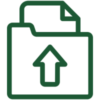 Upload icon with folder and arrow.